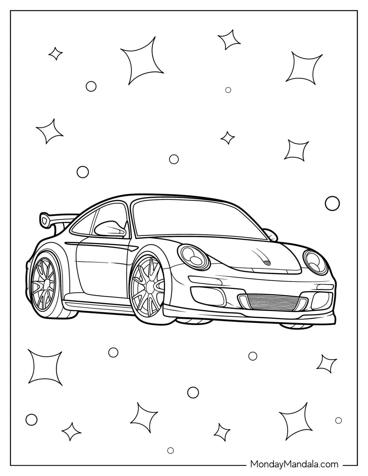 Çocuklar İçin Porsche Boyama Sayfaları 