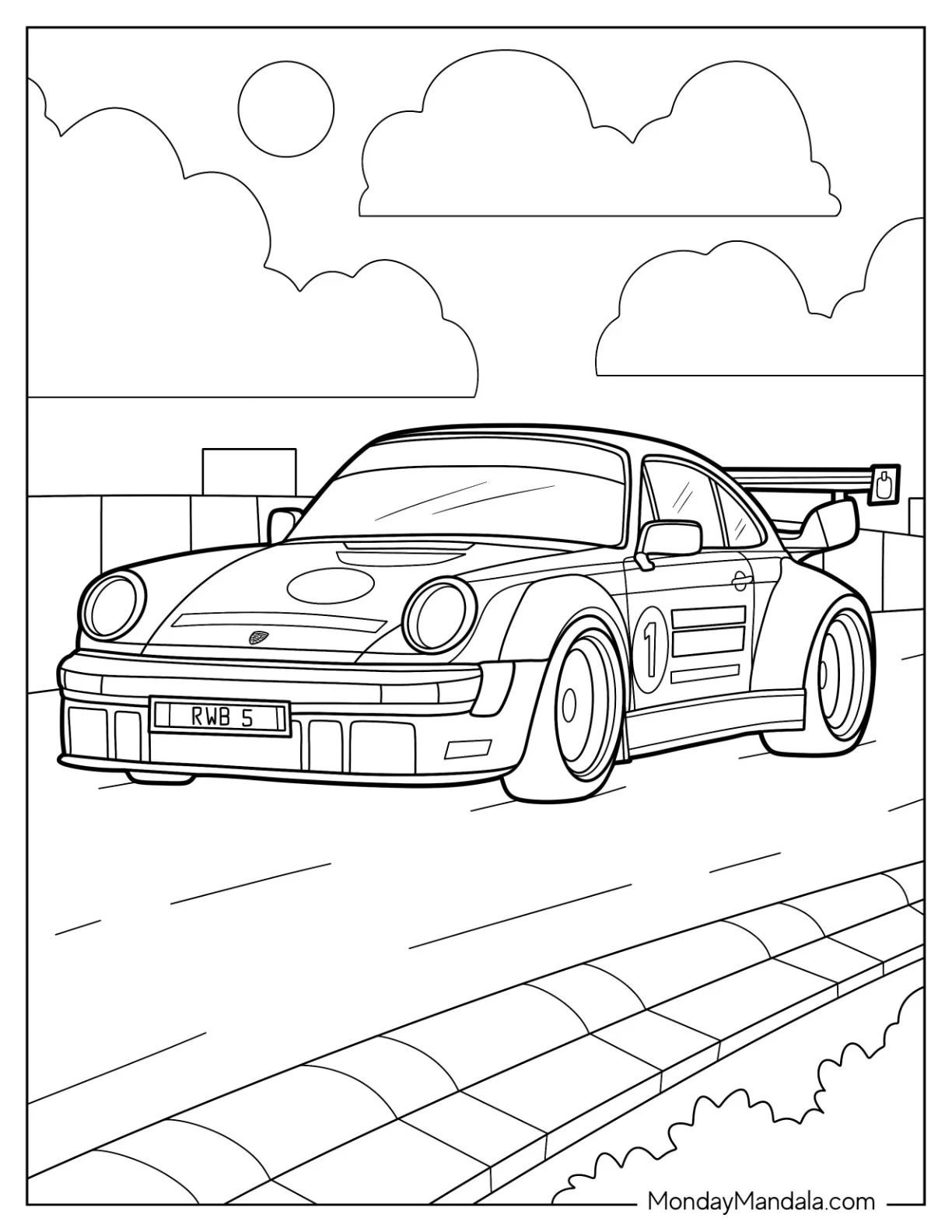 Çocuklar İçin Porsche Boyama Sayfaları 