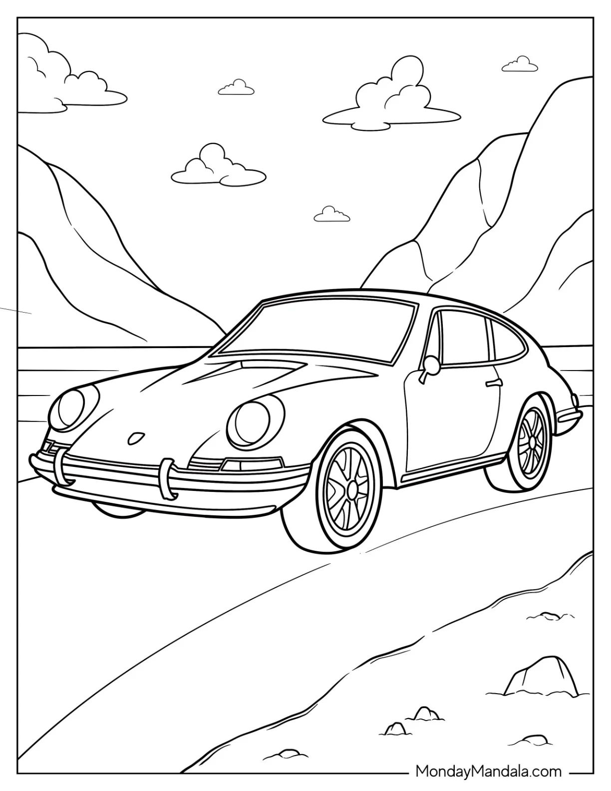 Çocuklar İçin Porsche Boyama Sayfaları 