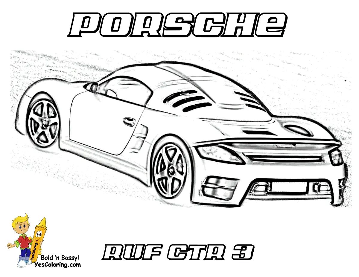 Çocuklar İçin Porsche Boyama Sayfaları 