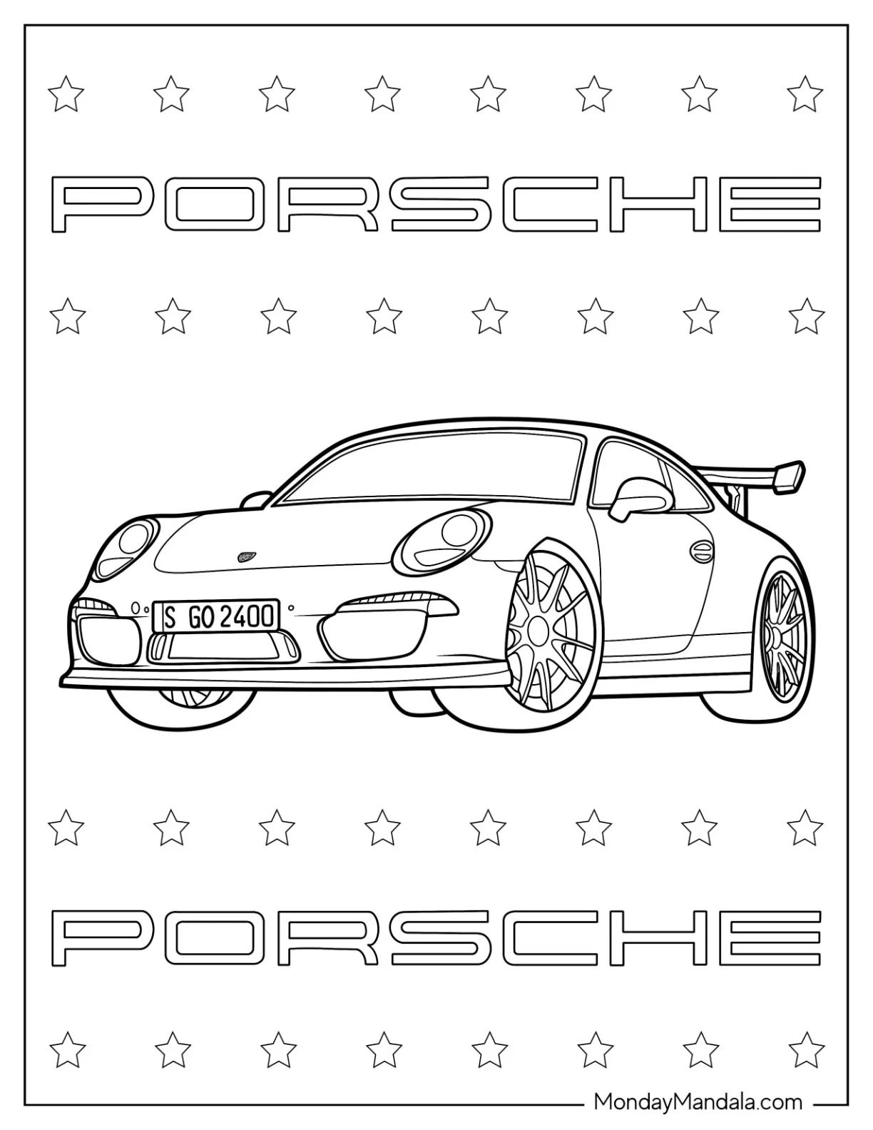 Çocuklar İçin Porsche Boyama Sayfaları 