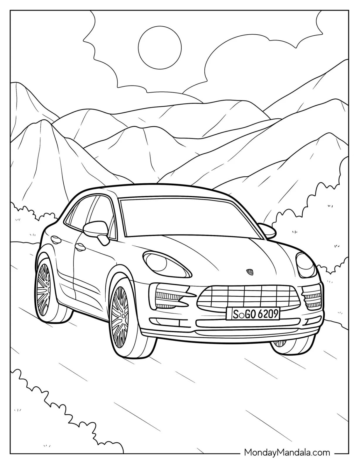 Çocuklar İçin Porsche Boyama Sayfaları 