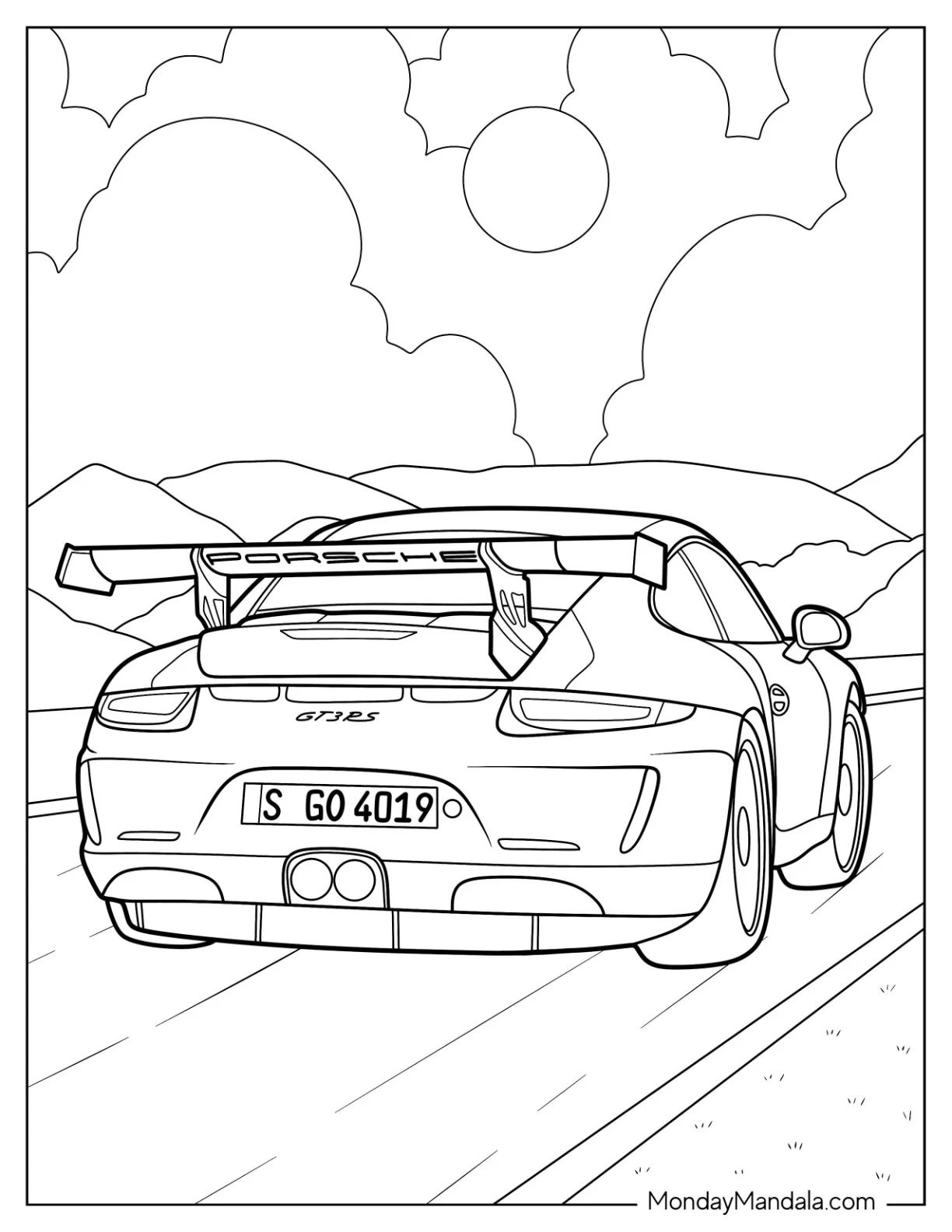 Çocuklar İçin Porsche Boyama Sayfaları 