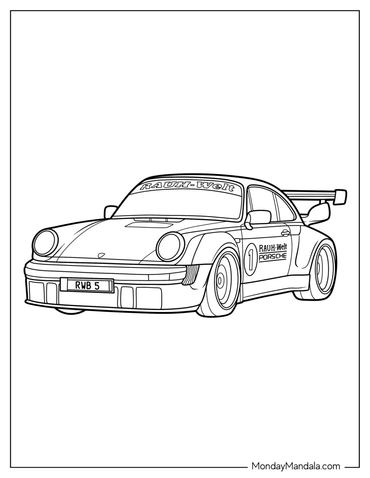 Çocuklar İçin Porsche Boyama Sayfaları 