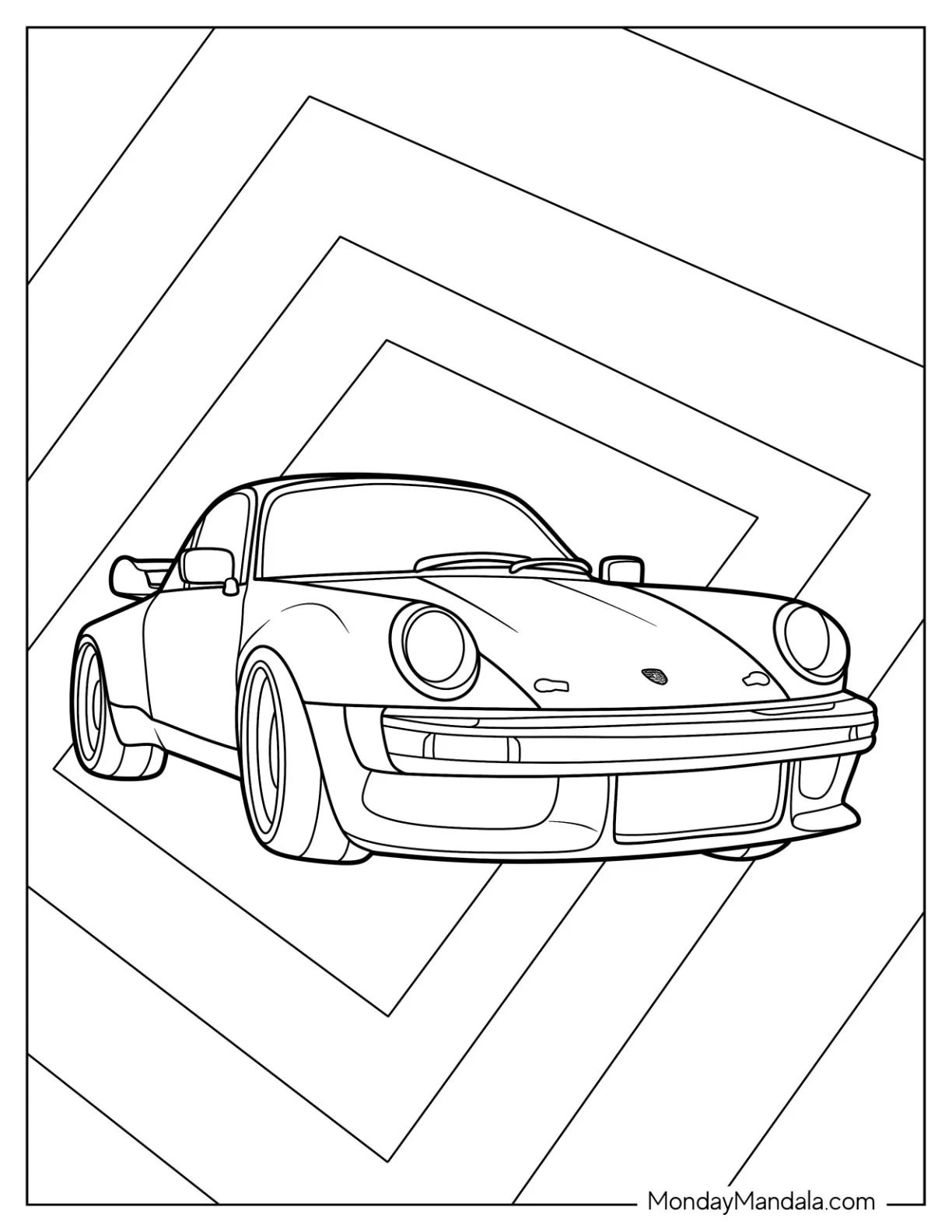 Çocuklar İçin Porsche Boyama Sayfaları 