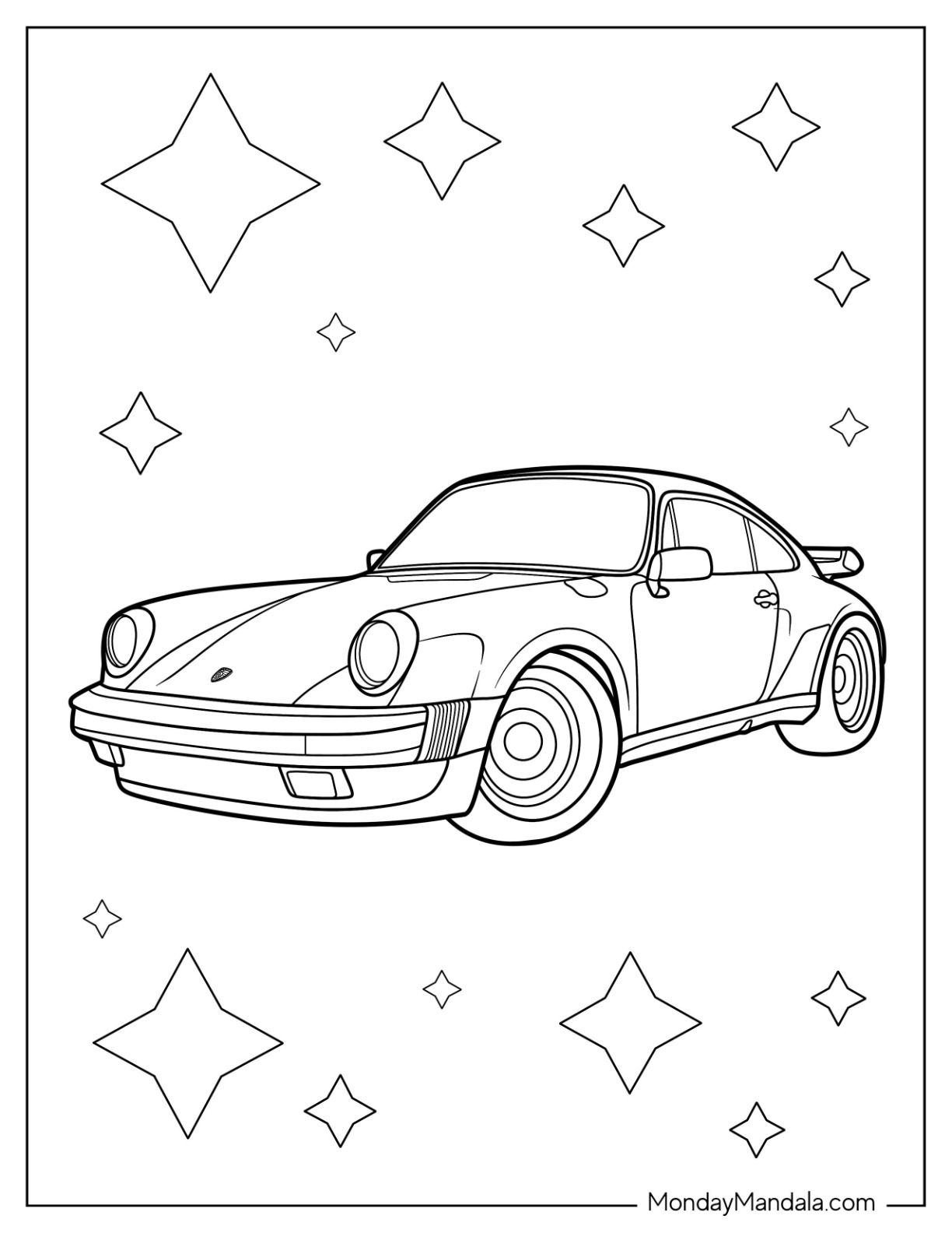 Çocuklar İçin Porsche Boyama Sayfaları 
