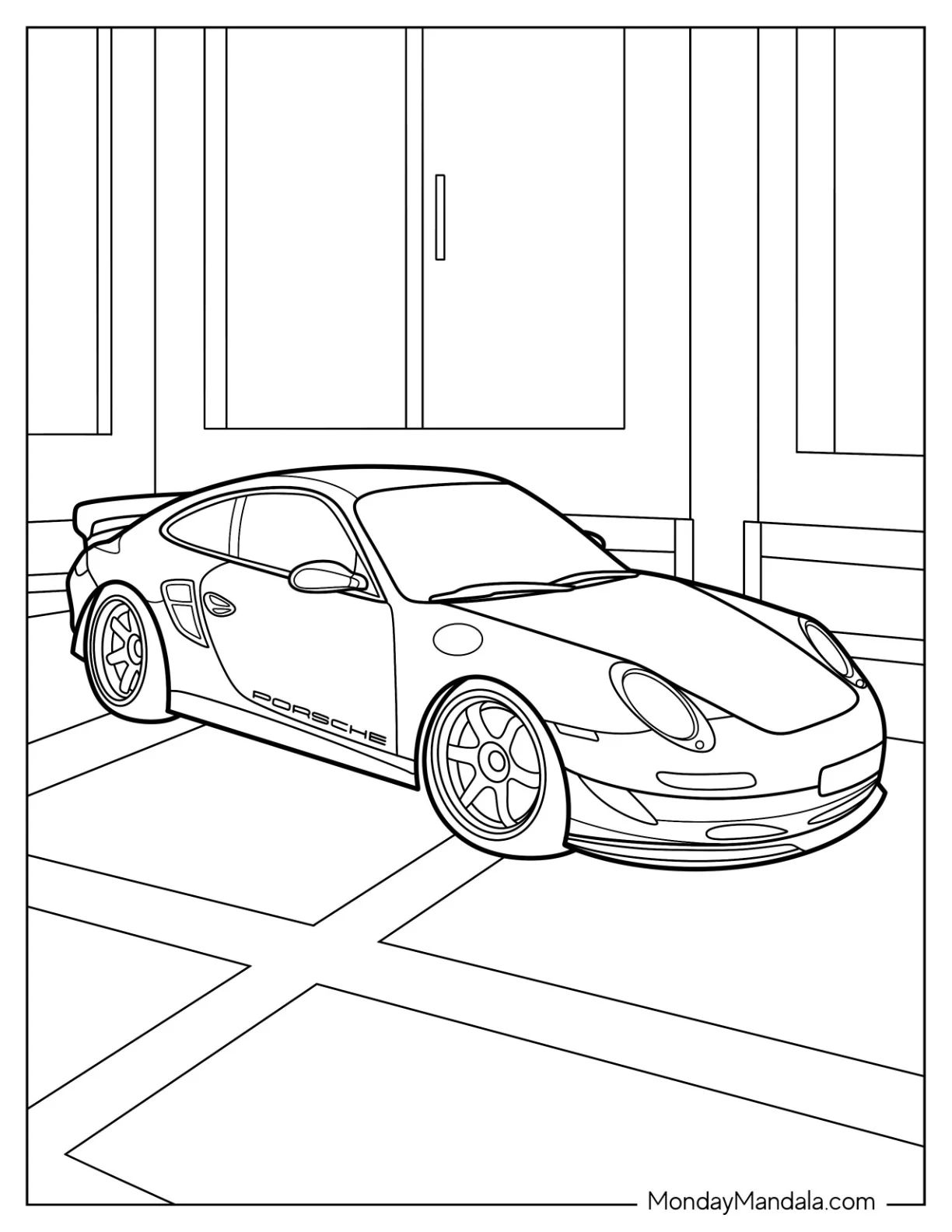 Çocuklar İçin Porsche Boyama Sayfaları 