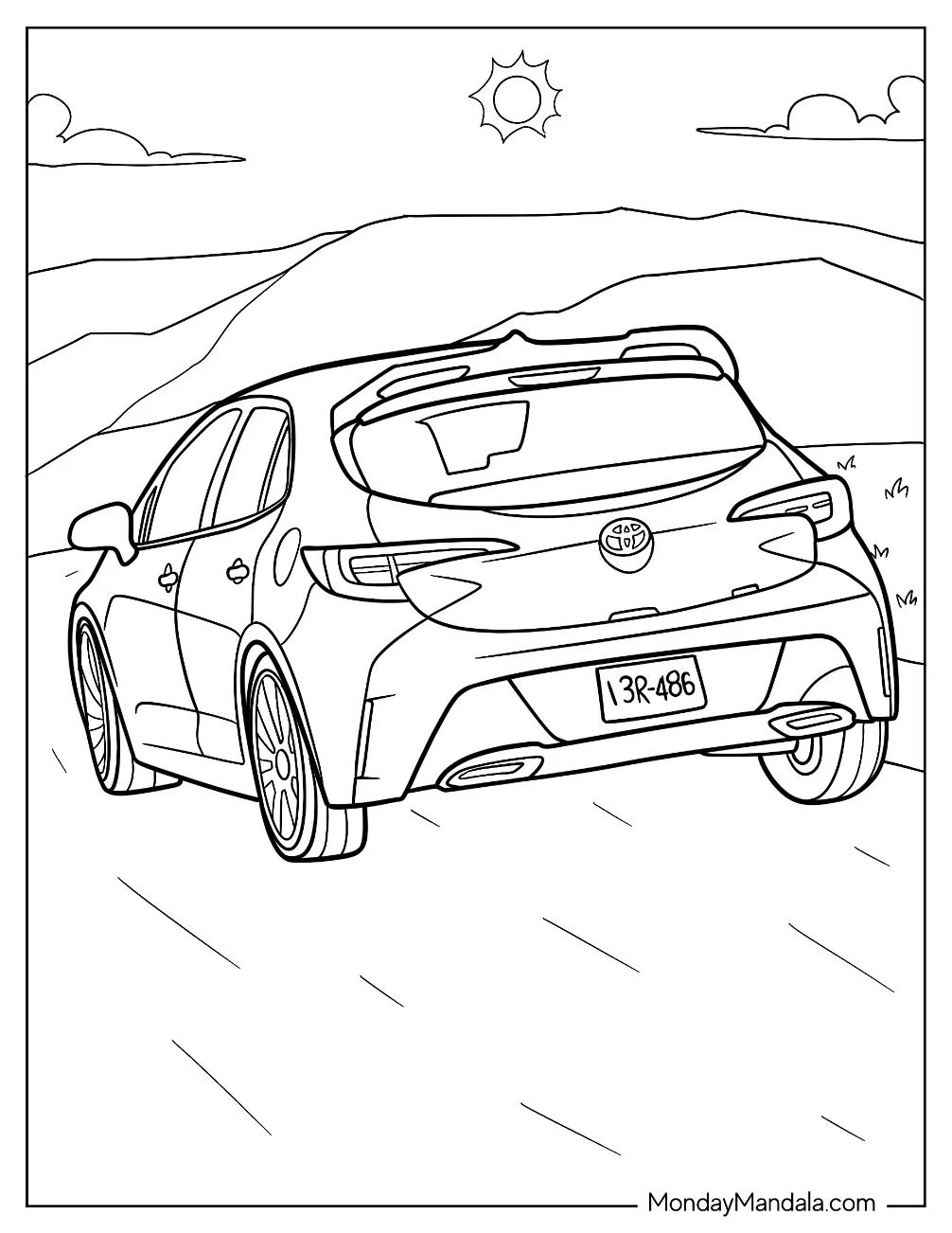 Çocuklar İçin Toyota Boyama Sayfaları 