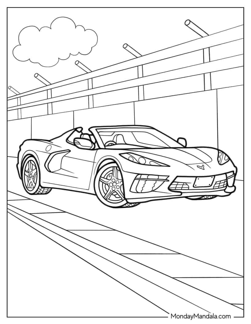 Çocuklar İçin corvette Boyama Sayfaları 