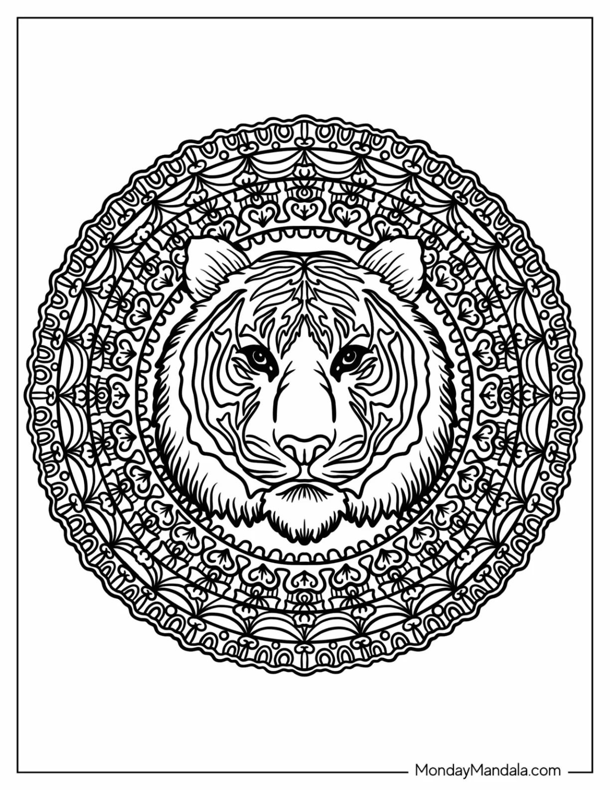Çocuklar İçin  Yetişkinler için Animal-Mandala Boyama Sayfaları 