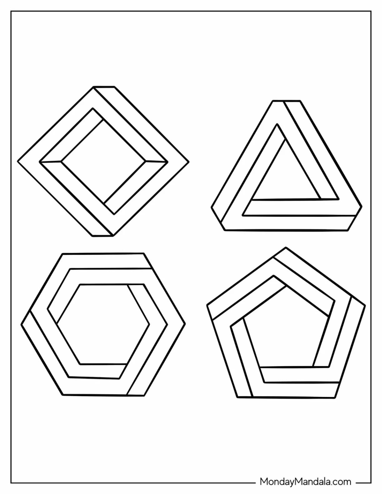 Çocuklar İçin  Yetişkinler için Geometrik Boyama Sayfaları 
