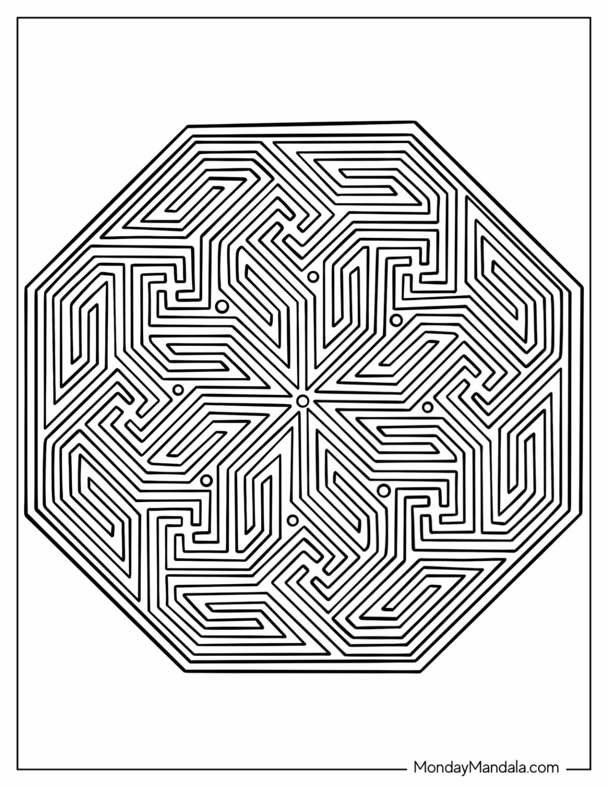 Çocuklar İçin  Yetişkinler için Geometrik Boyama Sayfaları 