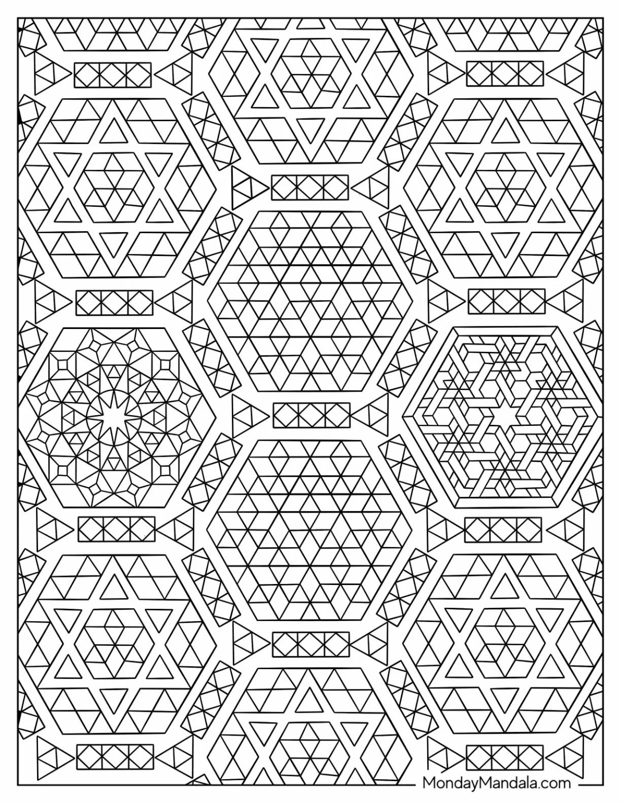 Çocuklar İçin  Yetişkinler için Geometrik Boyama Sayfaları 