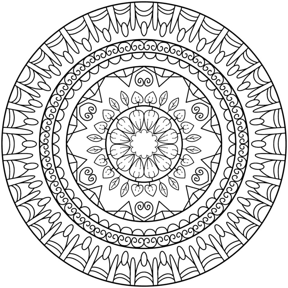 Çocuklar İçin  Yetişkinler için Mandala Boyama Sayfaları 