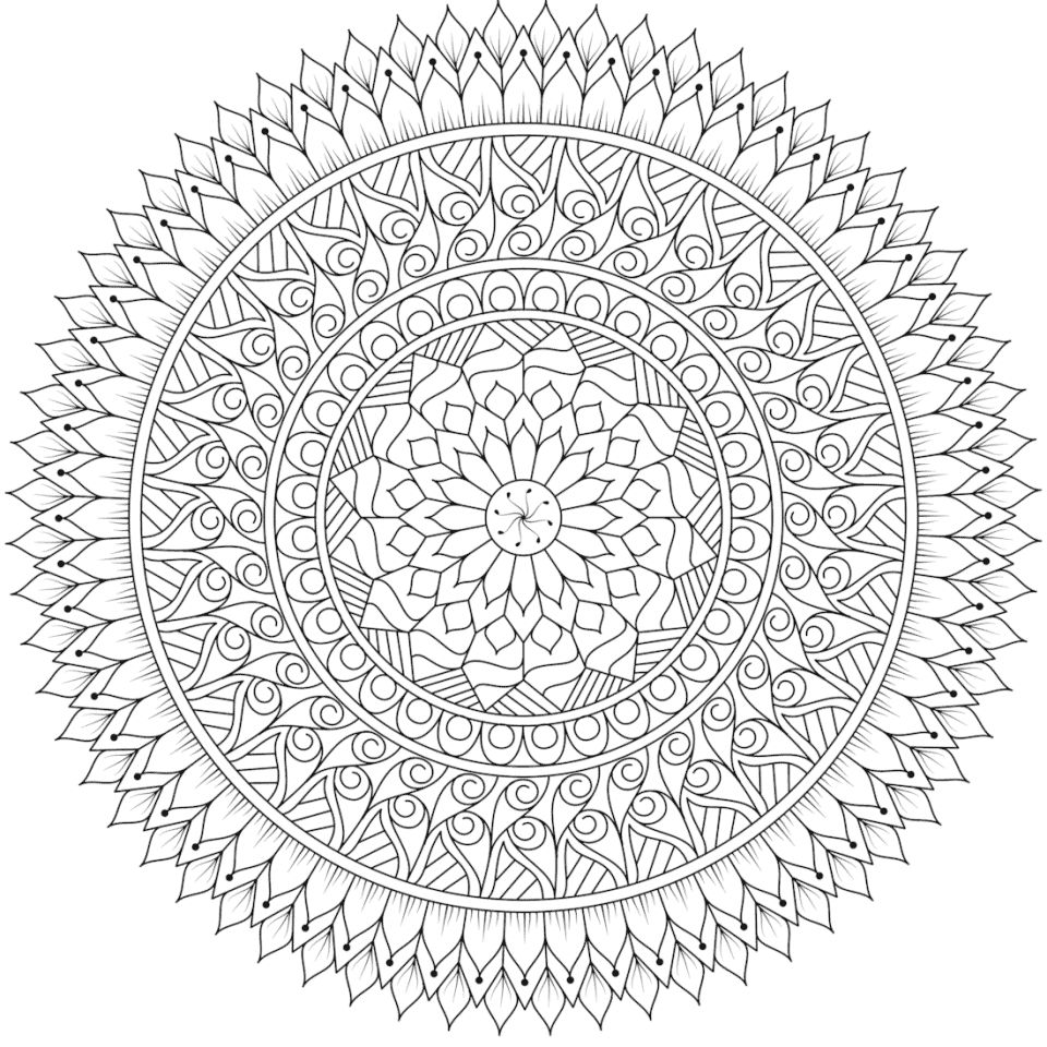 Çocuklar İçin  Yetişkinler için Mandala Boyama Sayfaları 