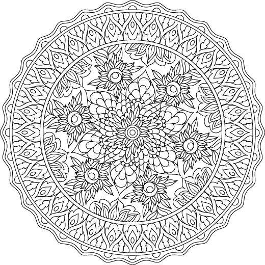 Çocuklar İçin  Yetişkinler için Mandala Boyama Sayfaları 