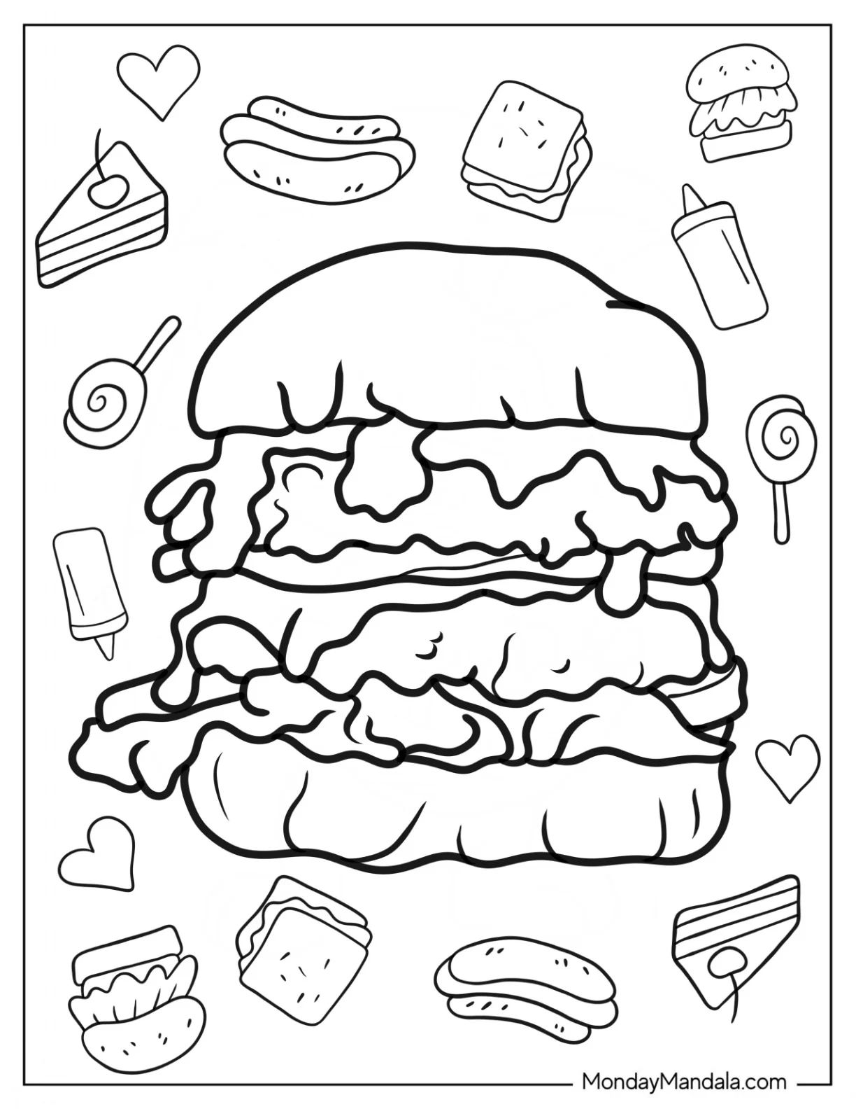 Çocuklar İçin Burger Boyama Sayfaları 