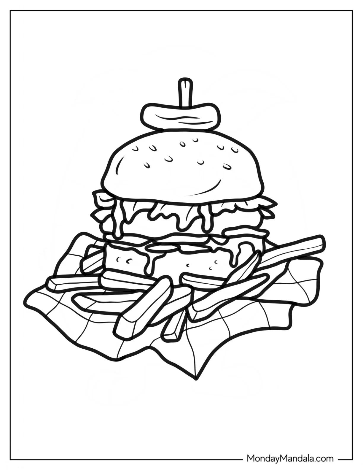 Çocuklar İçin Burger Boyama Sayfaları 