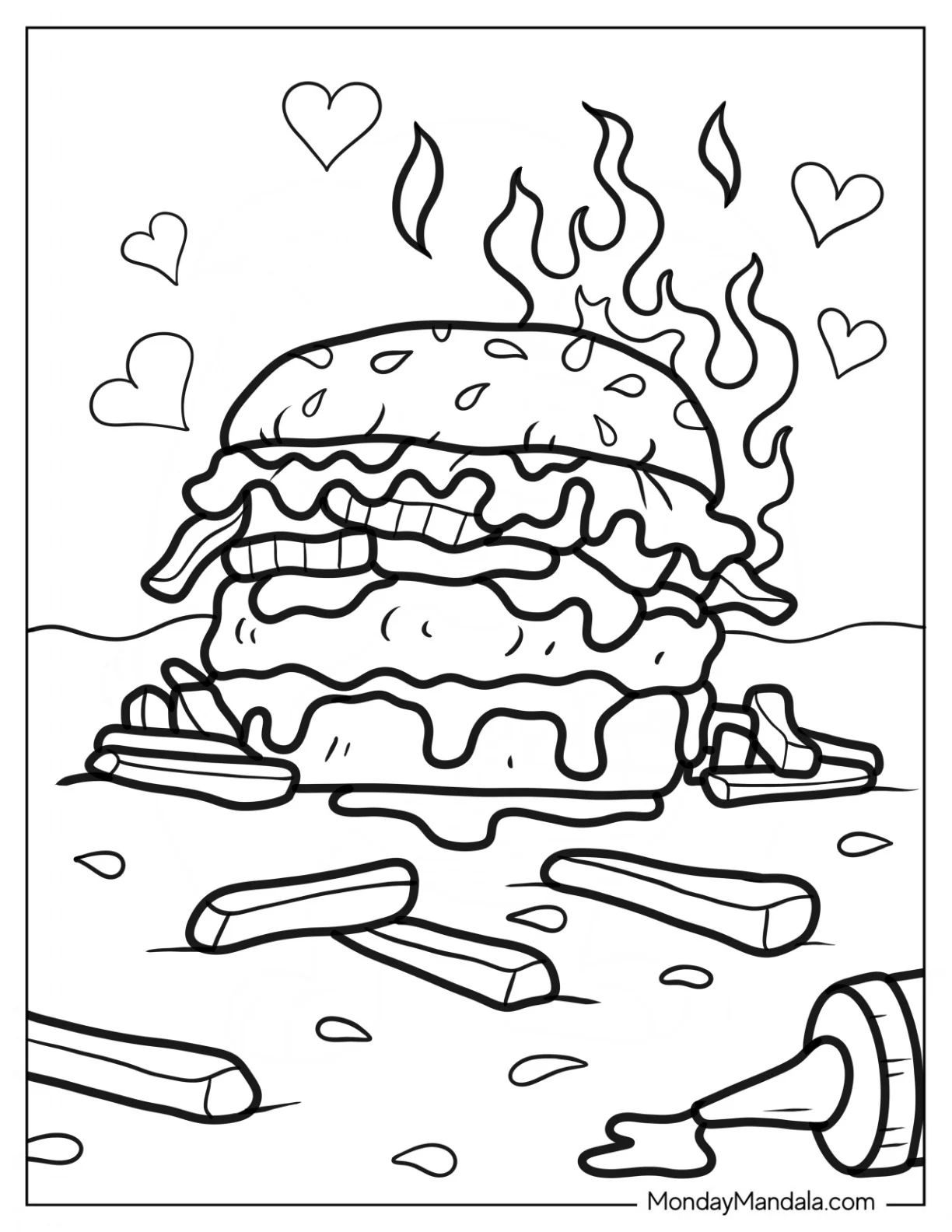 Çocuklar İçin Burger Boyama Sayfaları 