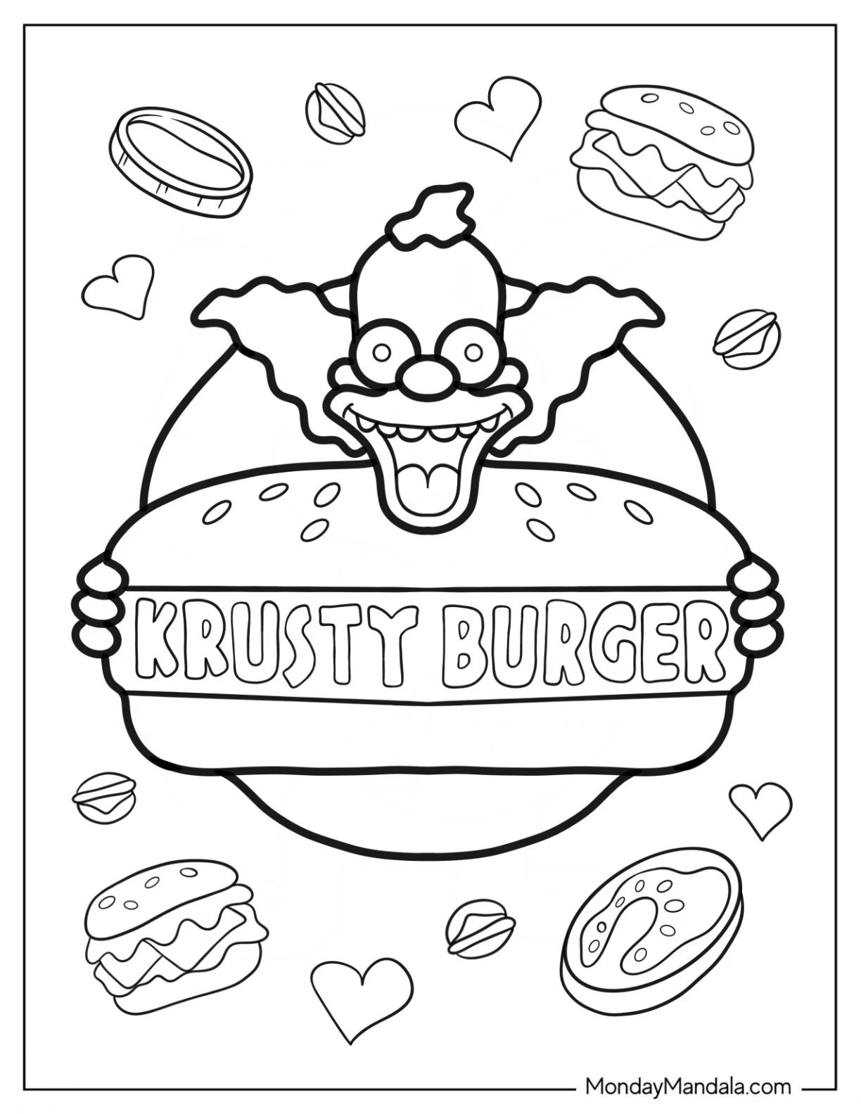 Çocuklar İçin Burger Boyama Sayfaları 