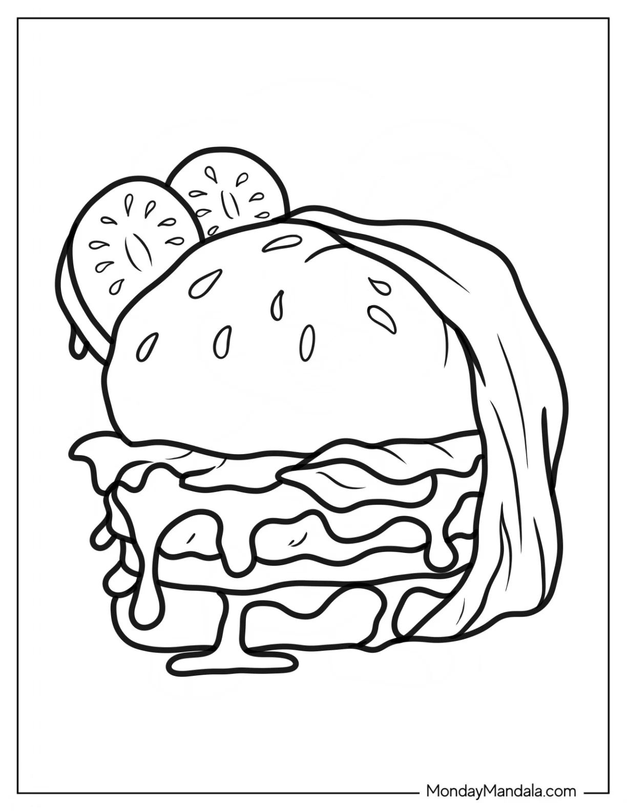 Çocuklar İçin Burger Boyama Sayfaları 