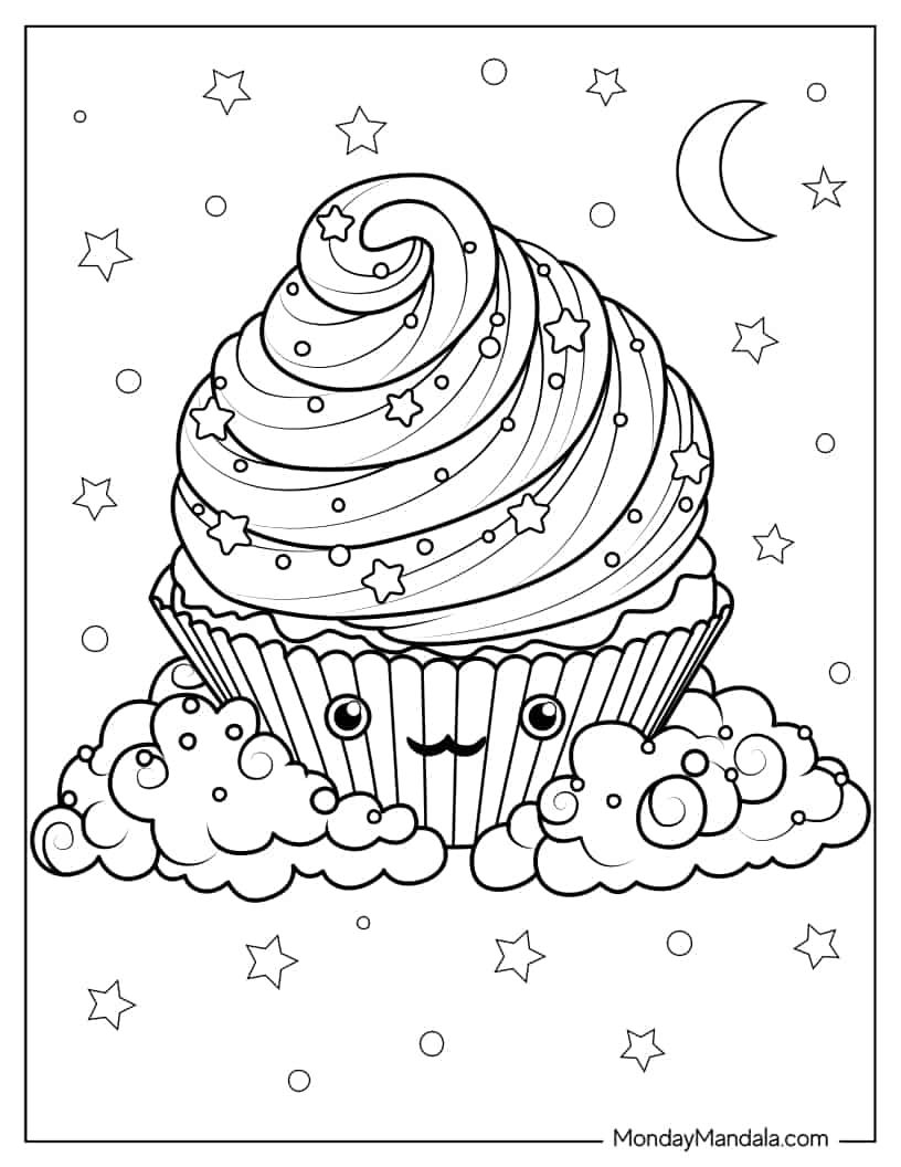 Çocuklar İçin Cup-Cake Boyama Sayfaları 