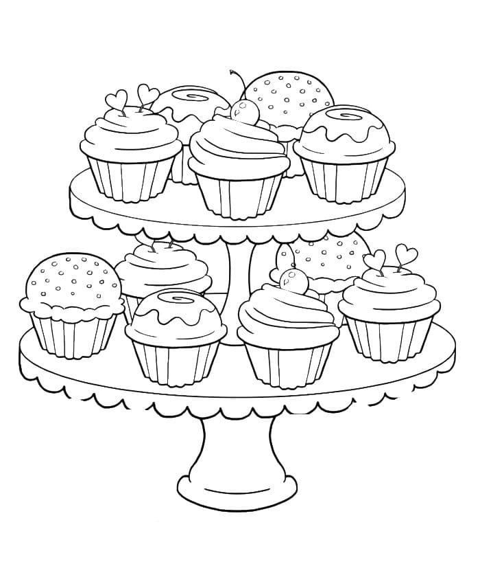 Çocuklar İçin Cup-Cake Boyama Sayfaları 