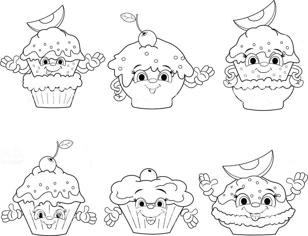 Çocuklar İçin Cup-Cake Boyama Sayfaları 