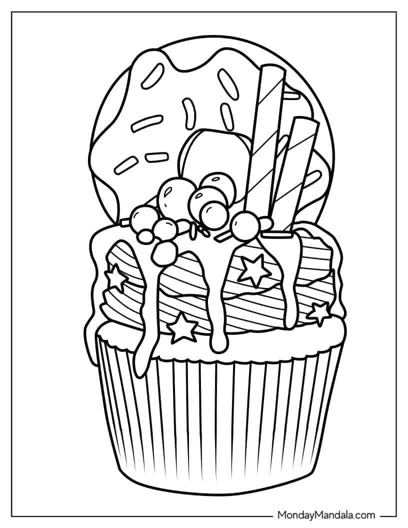 Çocuklar İçin Cup-Cake Boyama Sayfaları 