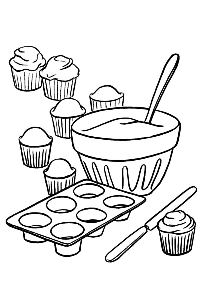 Çocuklar İçin Cup-Cake Boyama Sayfaları 