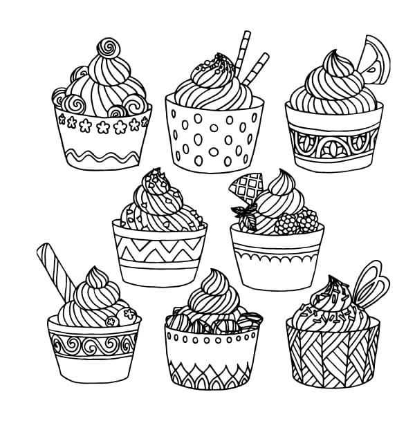 Çocuklar İçin Cup-Cake Boyama Sayfaları 