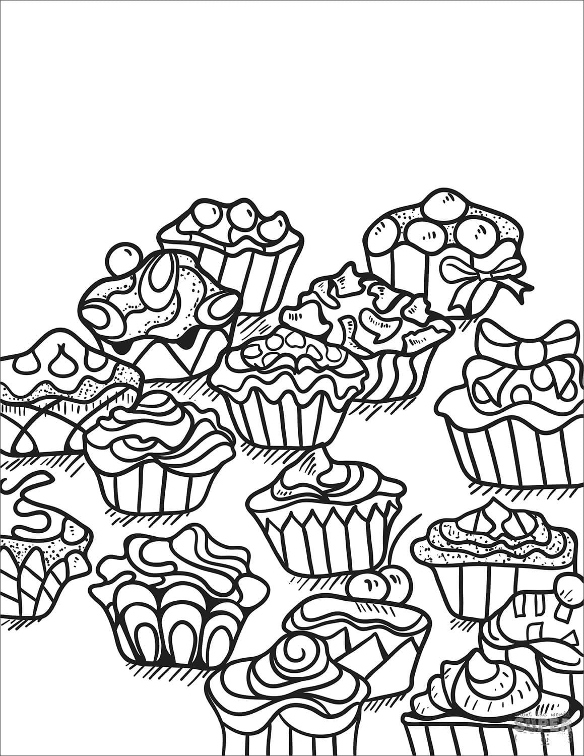 Çocuklar İçin Cup-Cake Boyama Sayfaları 