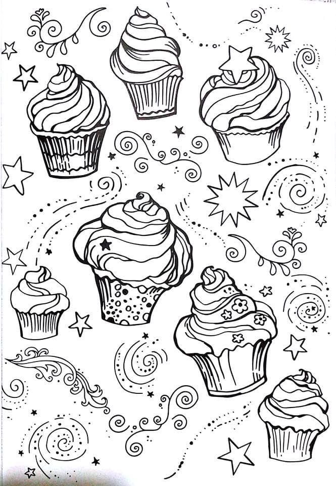 Çocuklar İçin Cup-Cake Boyama Sayfaları 