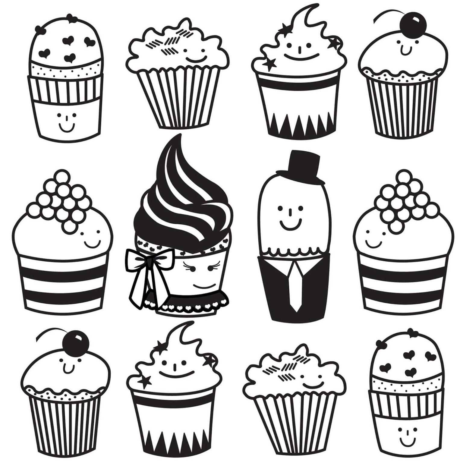 Çocuklar İçin Cup-Cake Boyama Sayfaları 