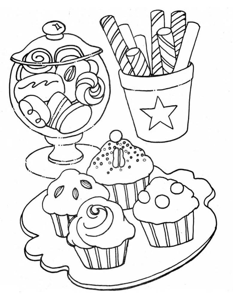 Çocuklar İçin Cup-Cake Boyama Sayfaları 
