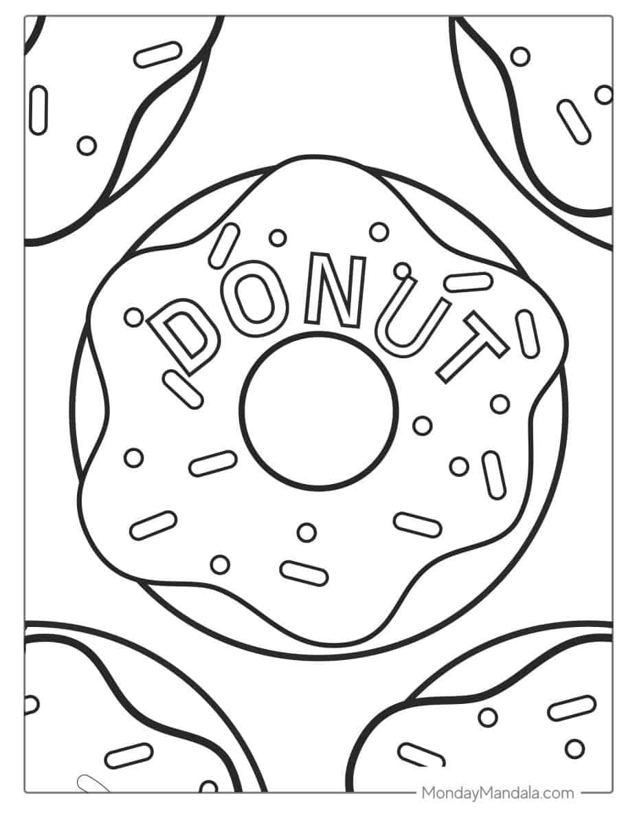 Çocuklar İçin Donat Boyama Sayfaları 