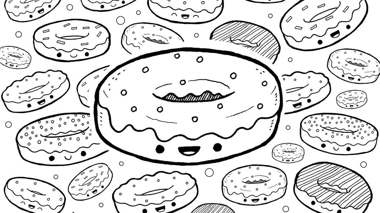 Çocuklar İçin Donat Boyama Sayfaları 