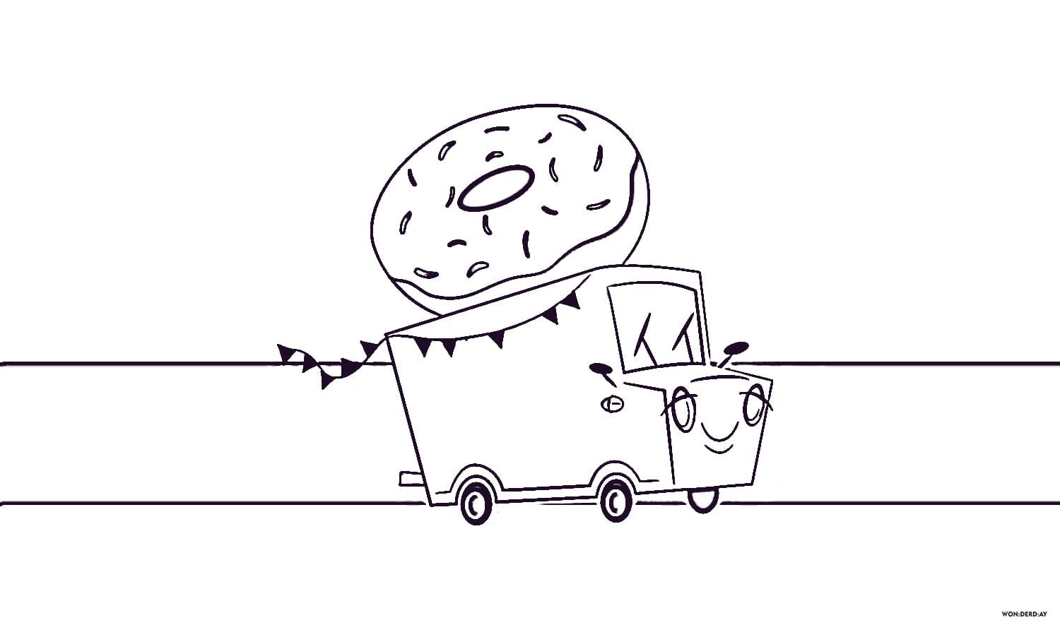Çocuklar İçin Donat Boyama Sayfaları 