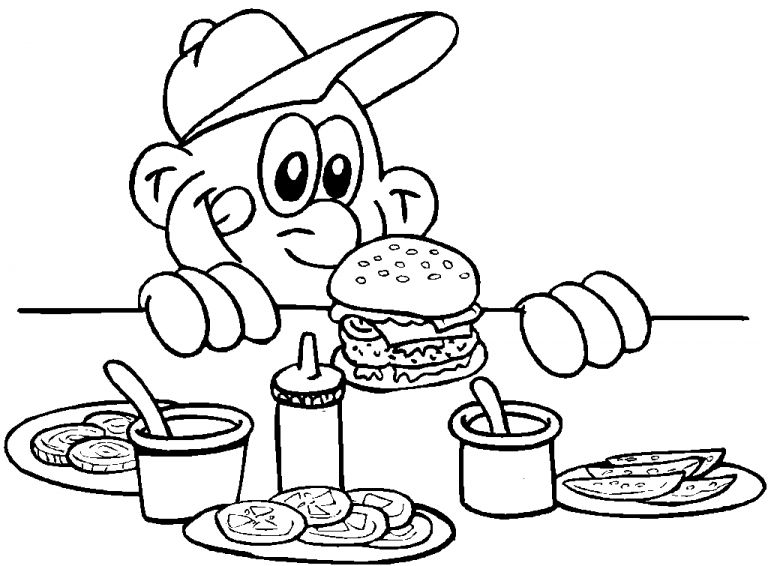Çocuklar İçin Hamburger Boyama Sayfaları 