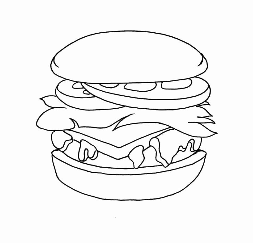 Çocuklar İçin Hamburger Boyama Sayfaları 