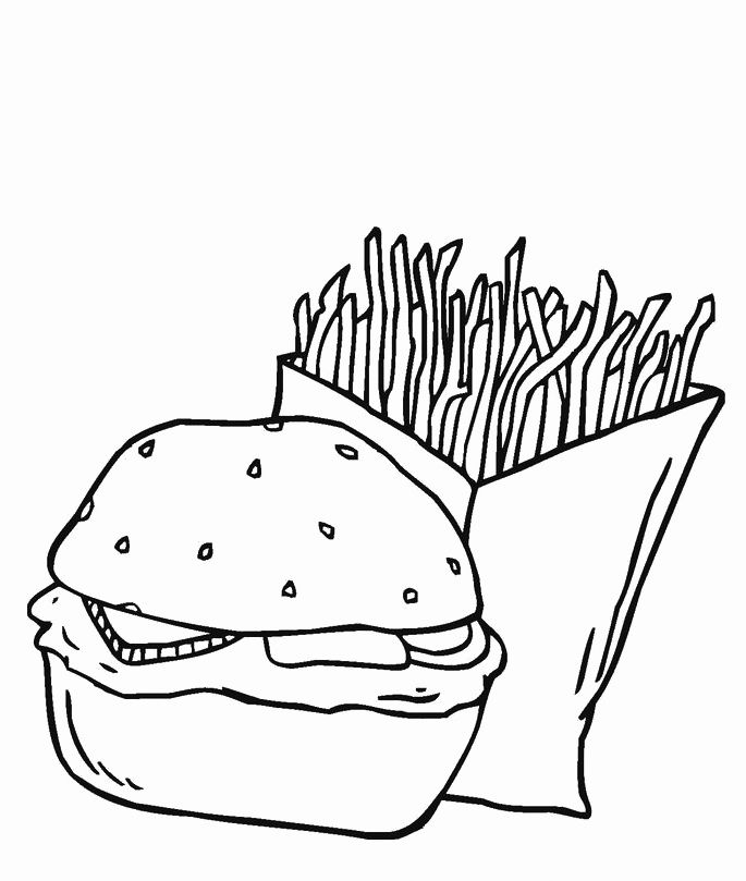 Çocuklar İçin Hamburger Boyama Sayfaları 
