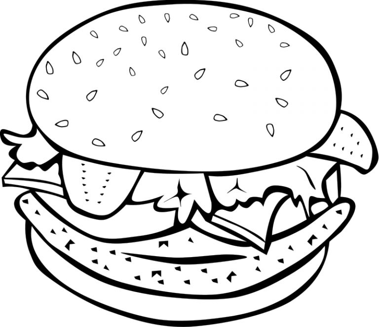 Çocuklar İçin Hamburger Boyama Sayfaları 