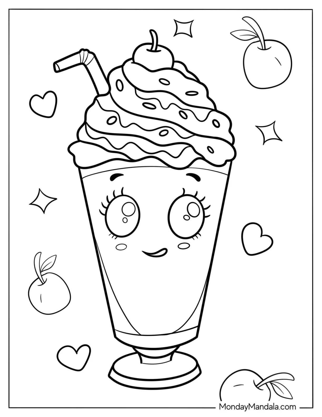 Çocuklar İçin Milkshake Boyama Sayfaları 