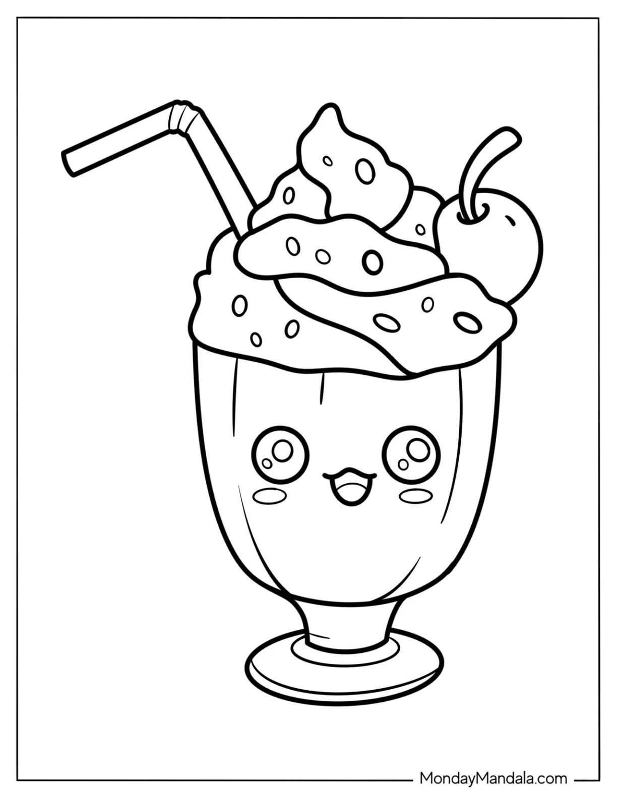 Çocuklar İçin Milkshake Boyama Sayfaları 