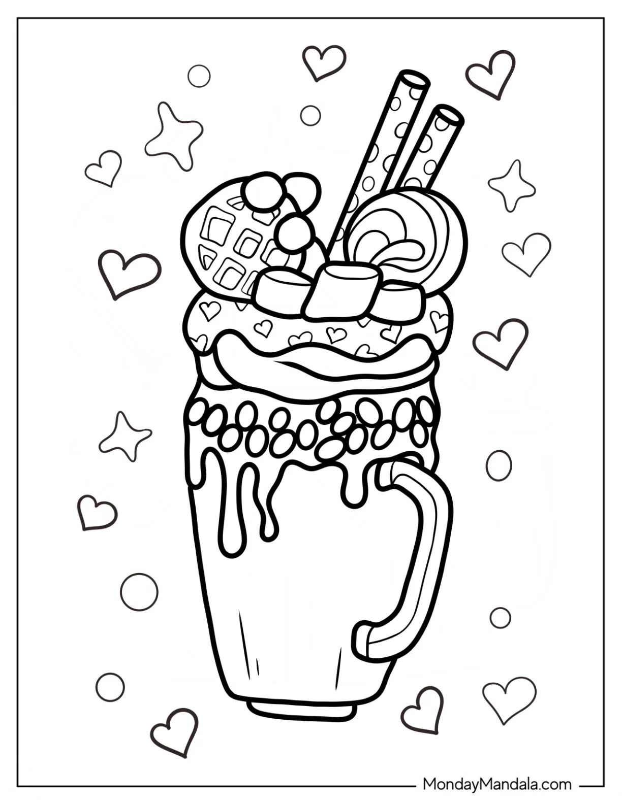 Çocuklar İçin Milkshake Boyama Sayfaları 