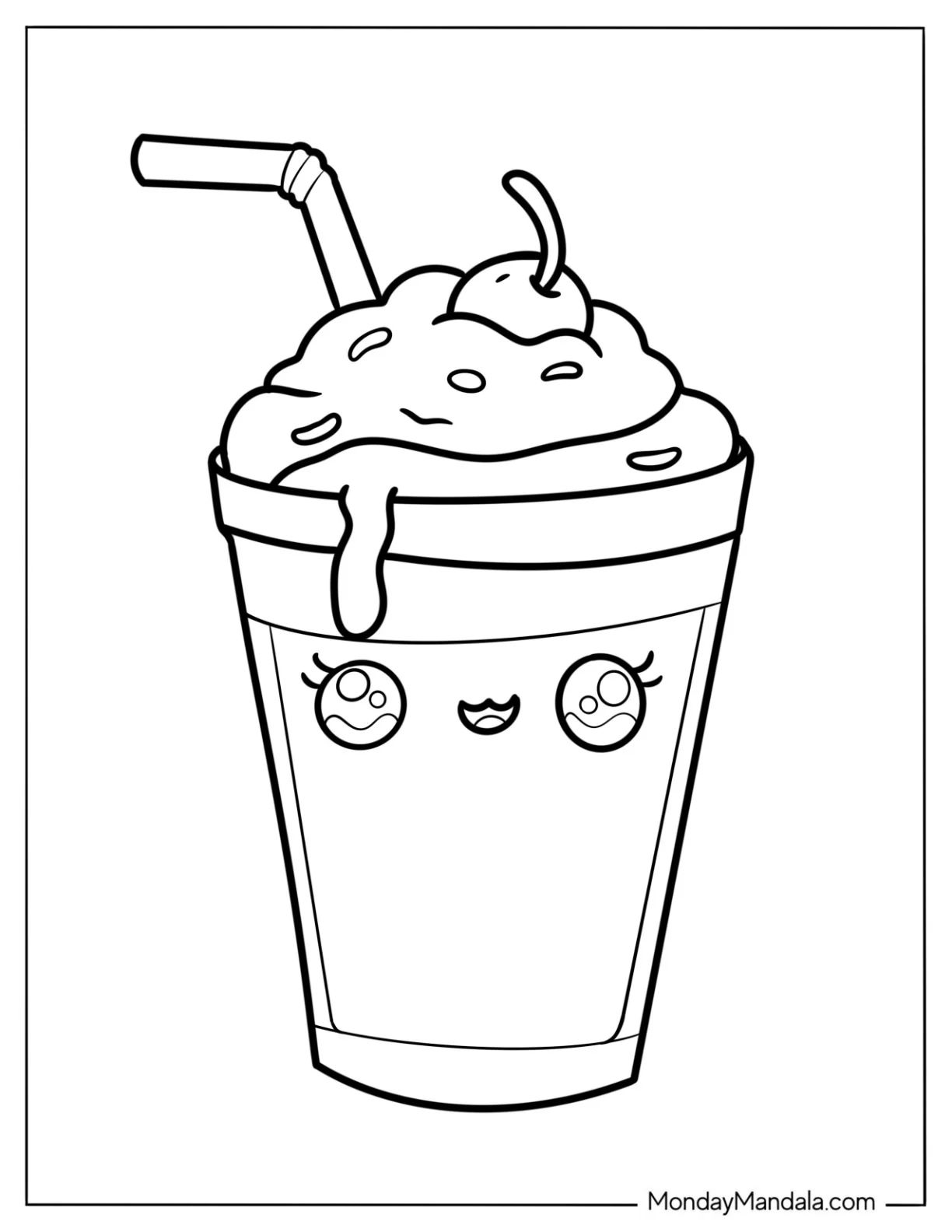 Çocuklar İçin Milkshake Boyama Sayfaları 