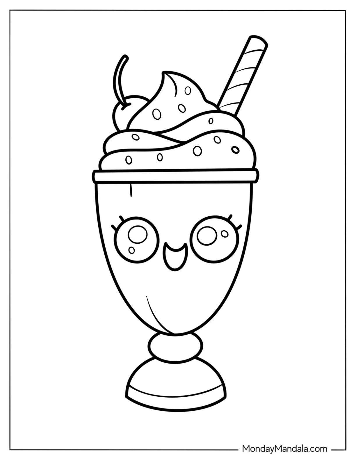 Çocuklar İçin Milkshake Boyama Sayfaları 