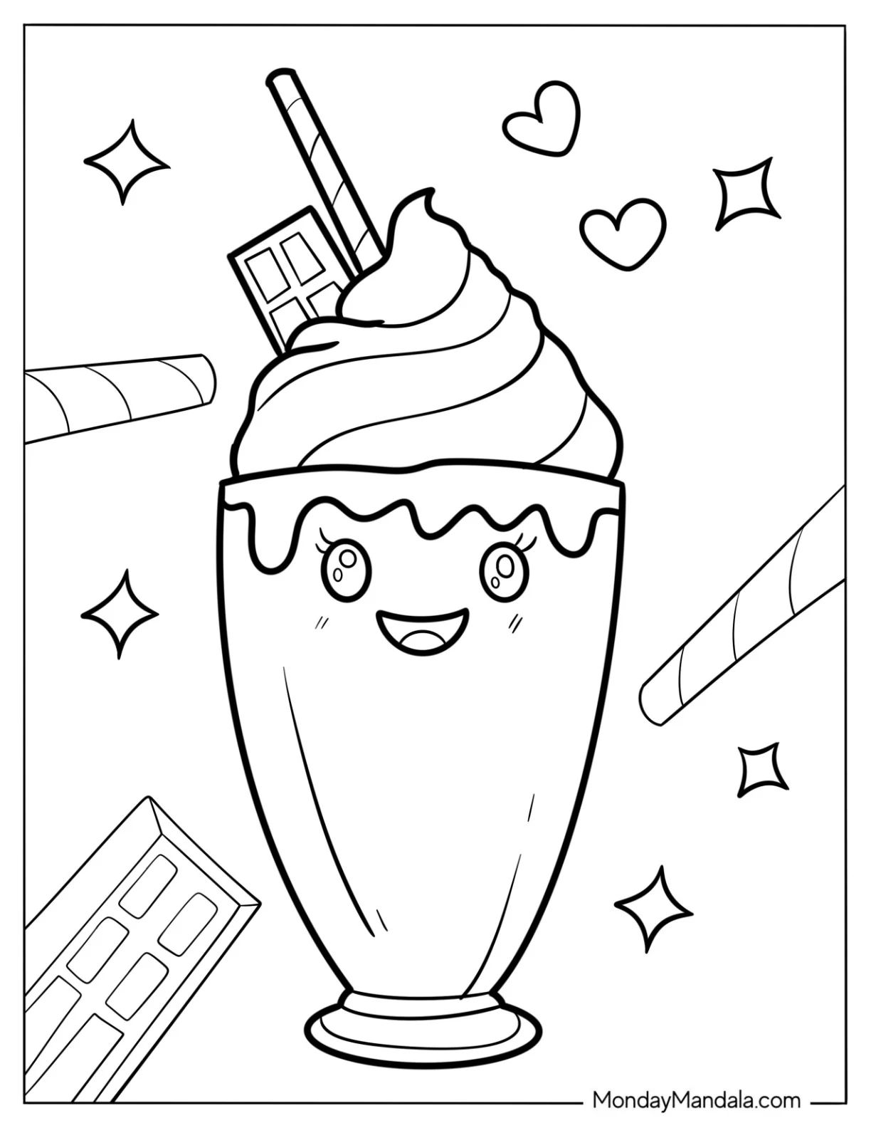 Çocuklar İçin Milkshake Boyama Sayfaları 