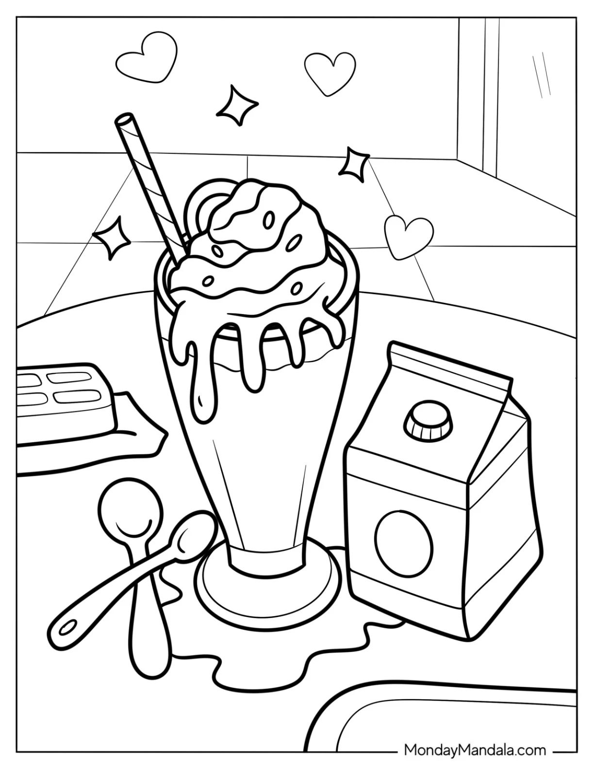 Çocuklar İçin Milkshake Boyama Sayfaları 