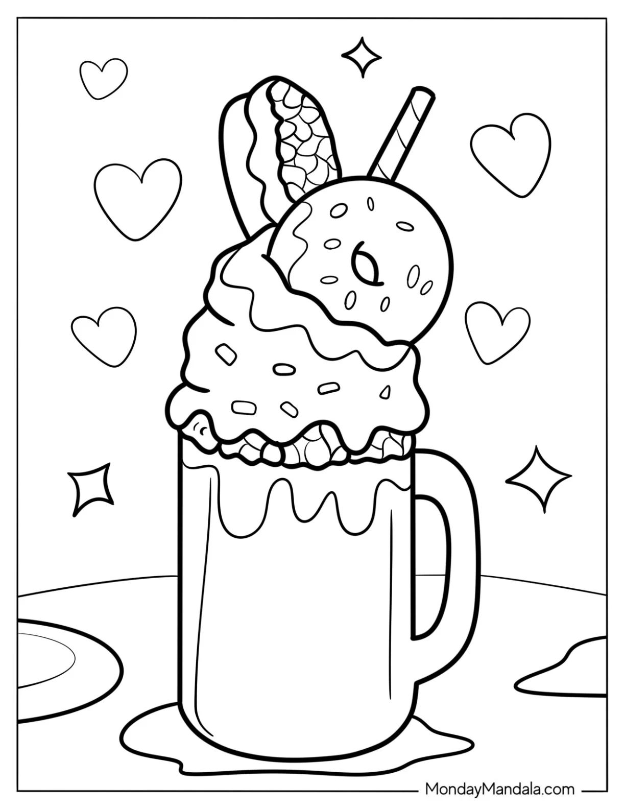 Çocuklar İçin Milkshake Boyama Sayfaları 